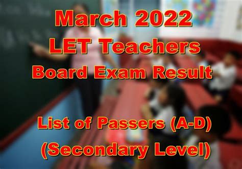 let result march 2022 secondary|LET Board Exam Result March 2022 – A.